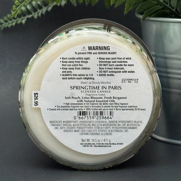 BBW Springtime In Paris Bath & Body Works 3 Wick Candle - Picture 9 of 10